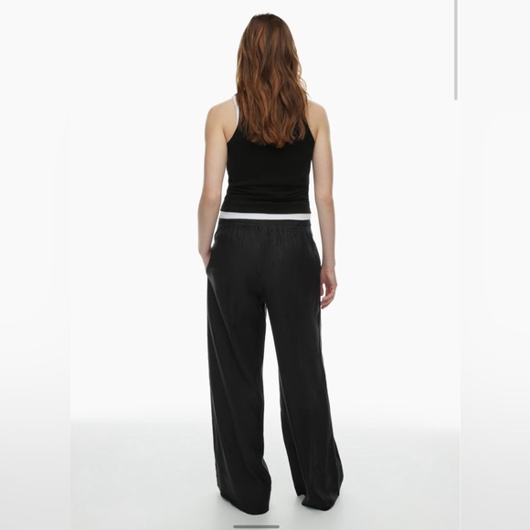 NWT Aritzia Wilfred Globe Linen Pant Relaxed wide-leg mid-rise pants Black Small - Picture 3 of 14